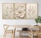 3Pcs Neutral Beige Floral Plant Canvas Wall art Textured Flower Botanical Painting Picture Wall Decor Vintage Blossom Poster Prints for Living Room Bedroom Bathroom Decoration Unframed